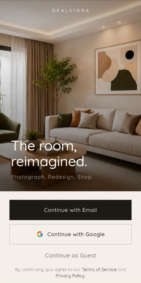 Dealviora welcome screen